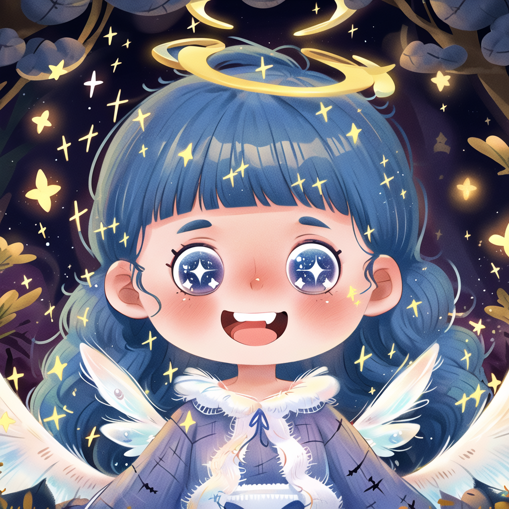 03442-2315344793-_lora_lbtx-013_0.7_,lbtx,1girl,solo,halloween,blue hair,smile,bangs,open mouth,blue eyes,long hair,wings,halo,blunt bangs,teeth,.png